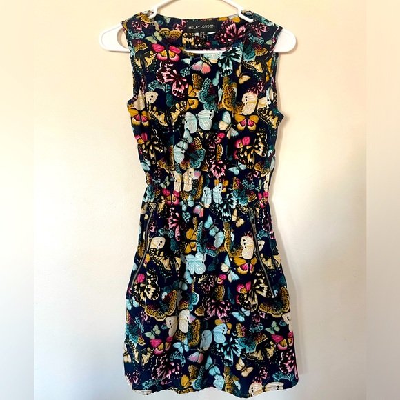 Mela London multicolored Mini Dress with all over butterfly print in XS, US 4. - Picture 3 of 6